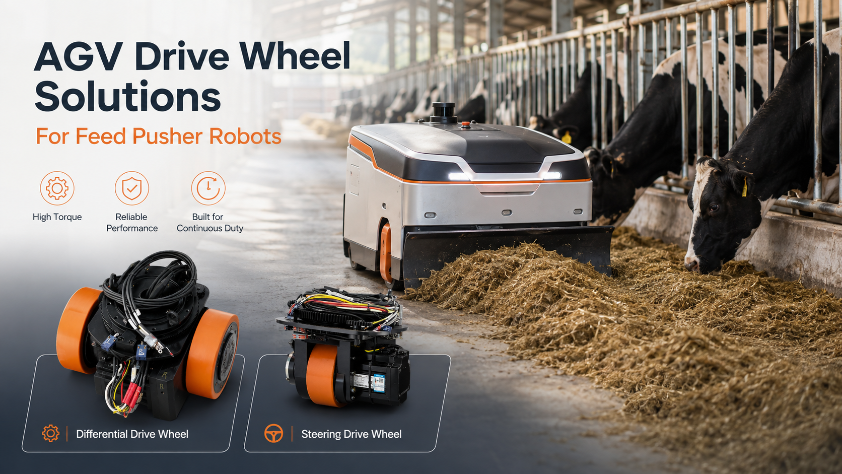 AGV Drive Wheel Selection Guide for Autonomous Feed Pusher Robots